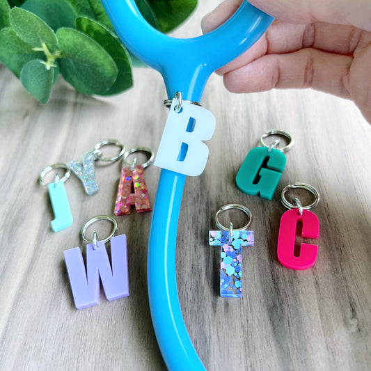 Initial Acrylic Stethoscope Charm