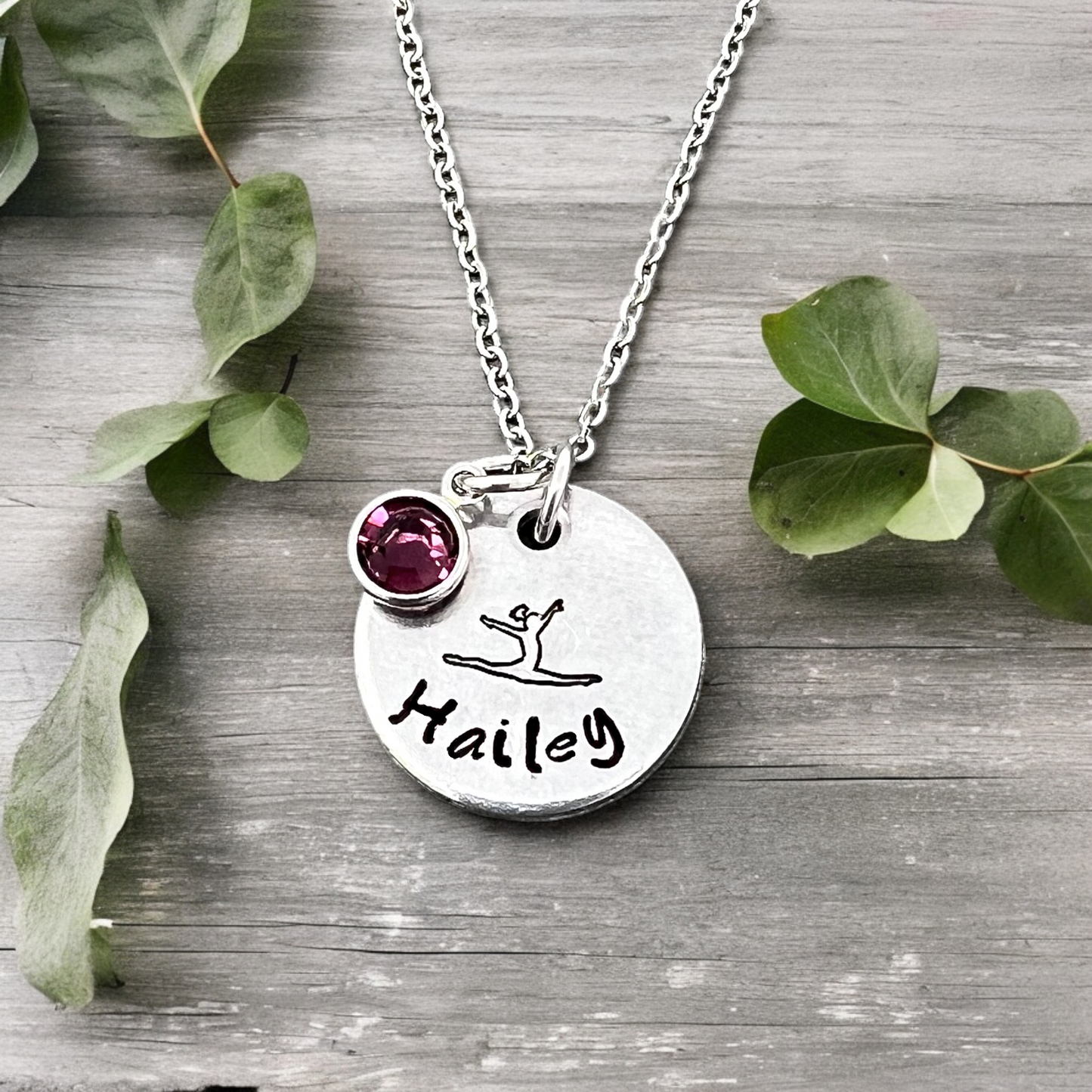 Gymnastics Birthstone Name Necklace