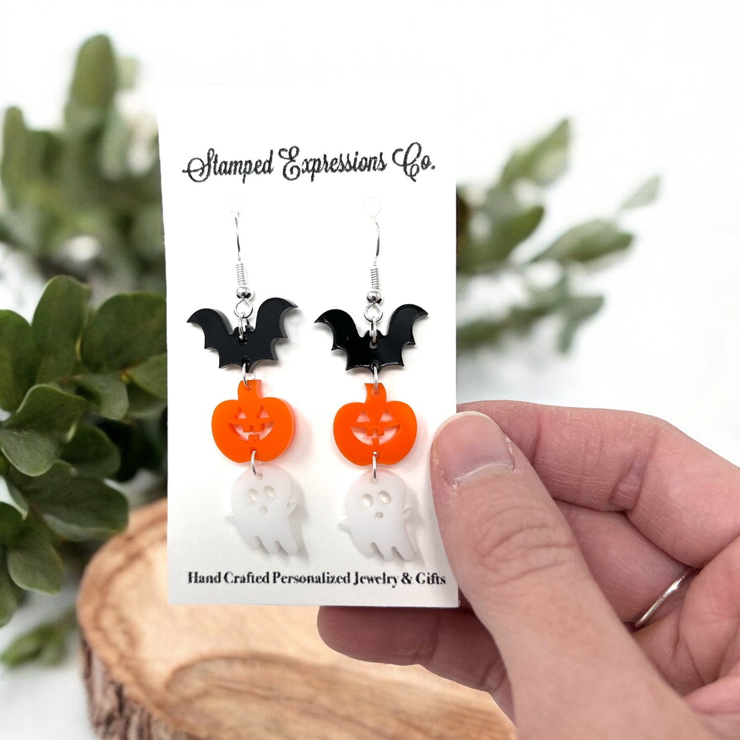 Bat Pumpkin Ghost Earrings
