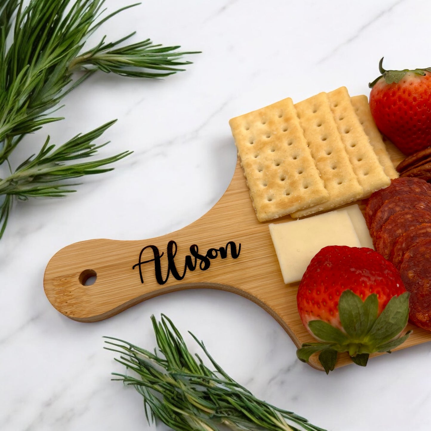 Mini Personalized Charcuterie Board On The Handle