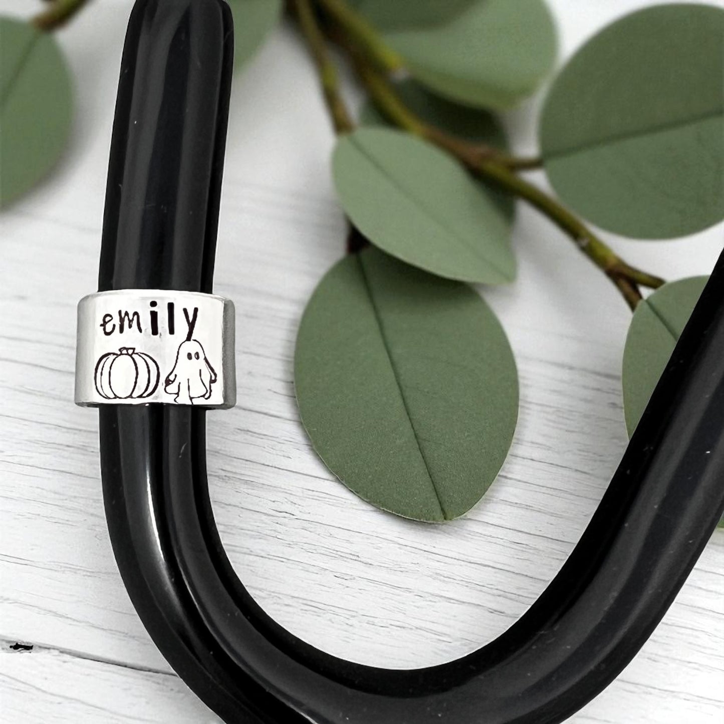 Ghost Pumpkin Custom Name Stethoscope Name Tag