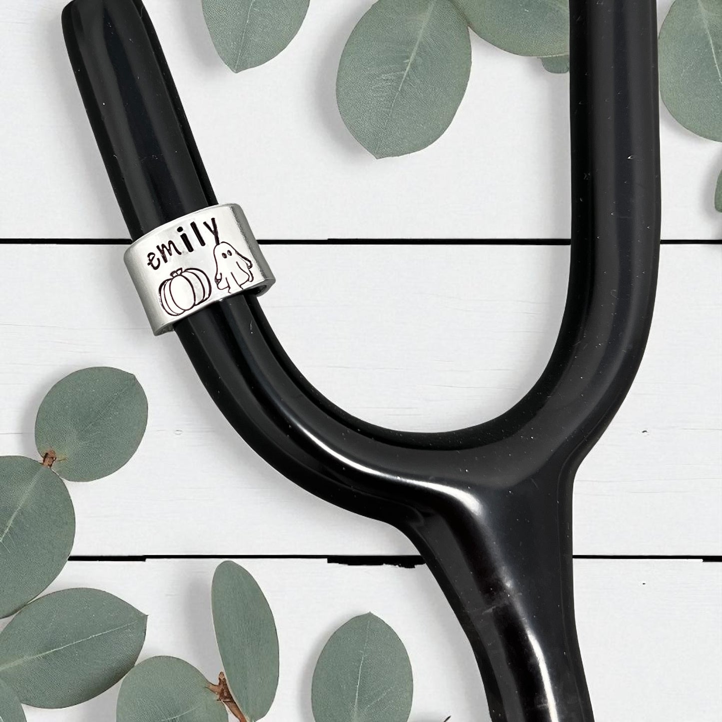 Ghost Pumpkin Custom Name Stethoscope Name Tag