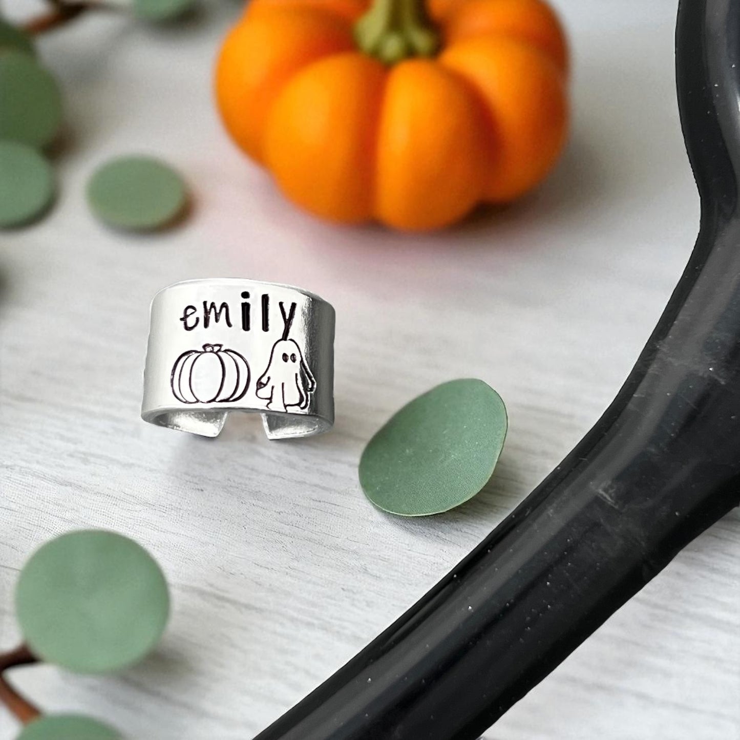 Ghost Pumpkin Custom Name Stethoscope Name Tag