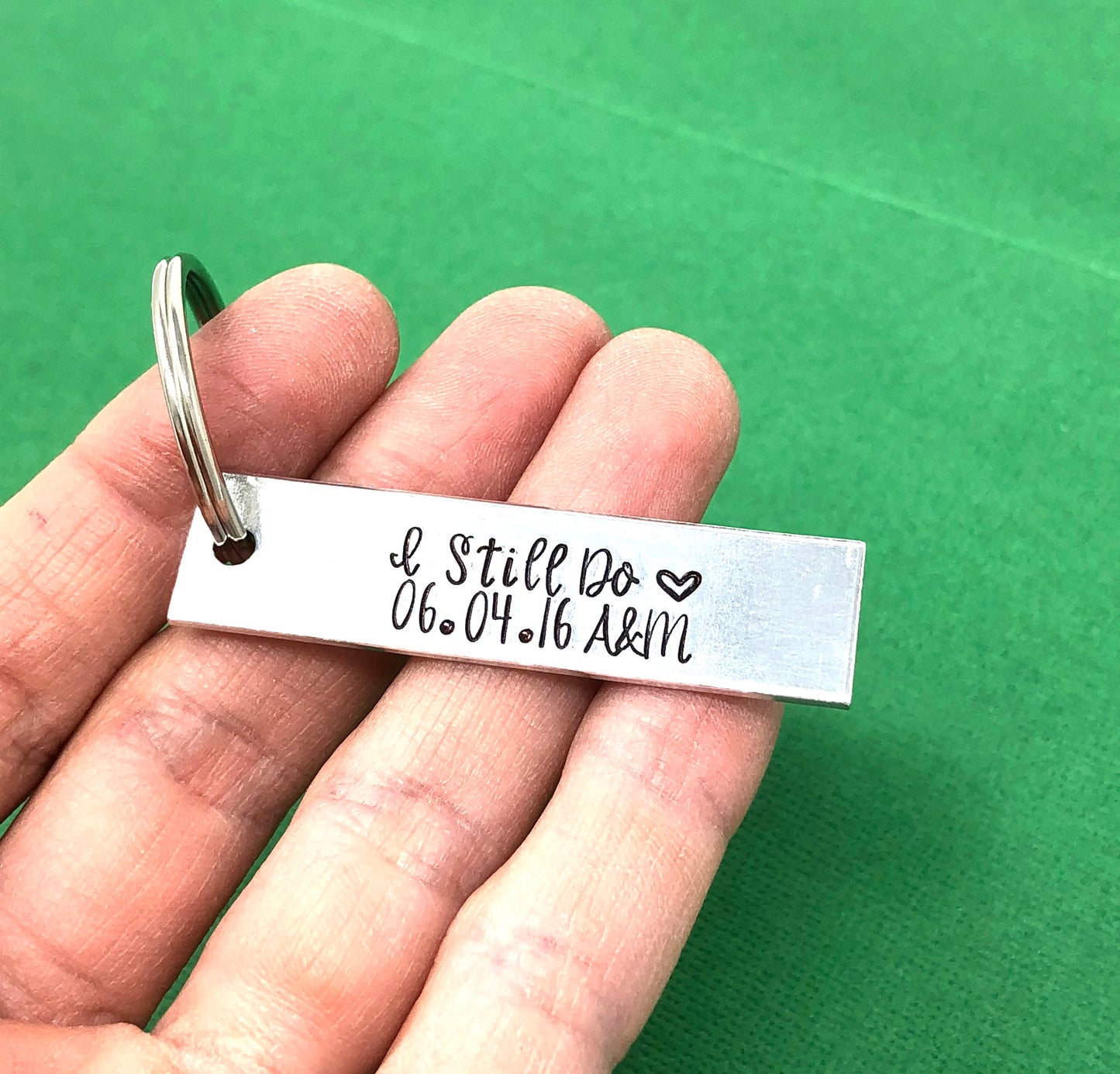 I Still Do Date Initials Keychain