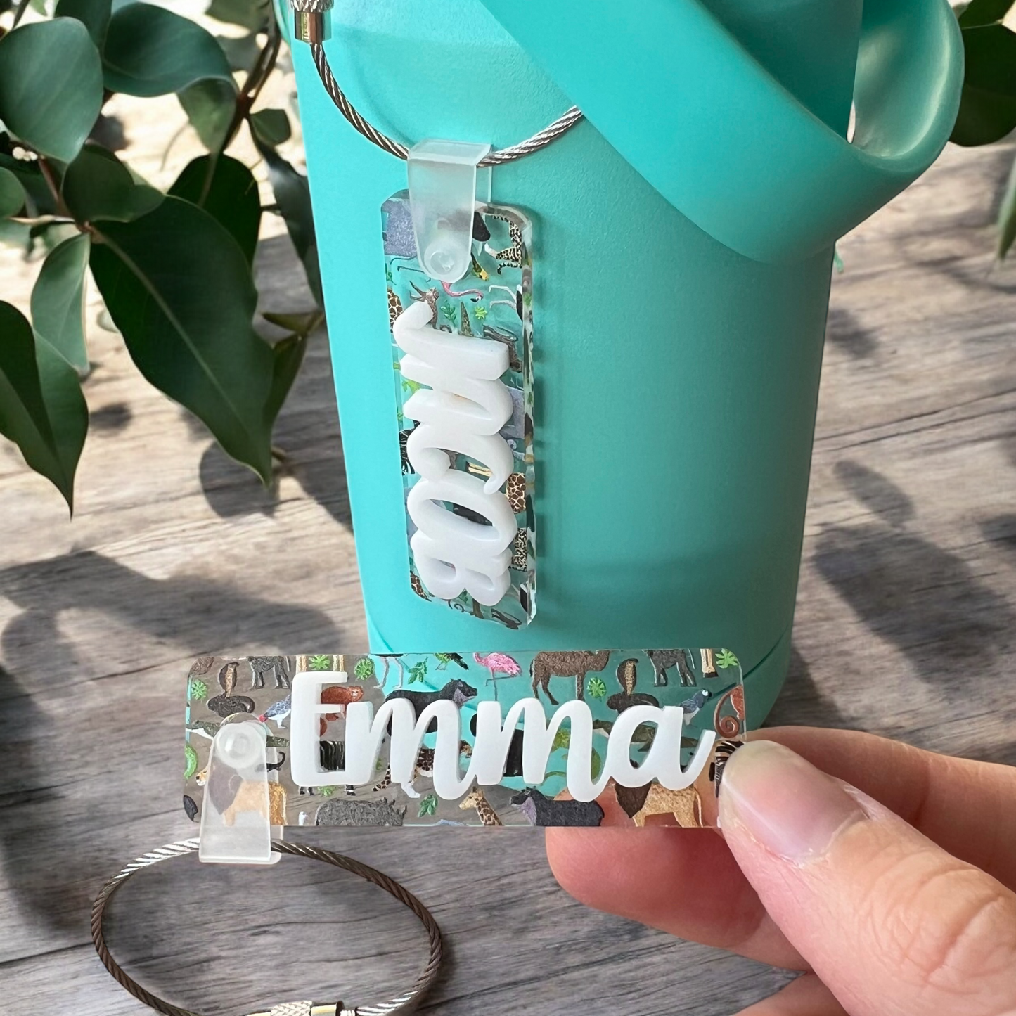 Zoo Animals Safari Water Bottle Name Tag