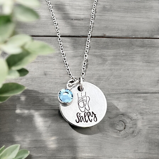 Dance Birthstone Name Necklace