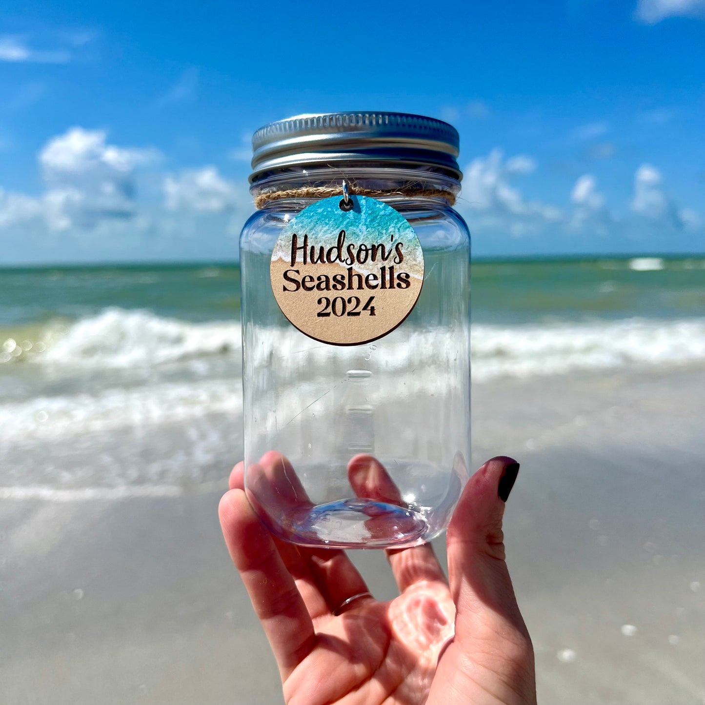 Personalized Name and Year Seashell Jar