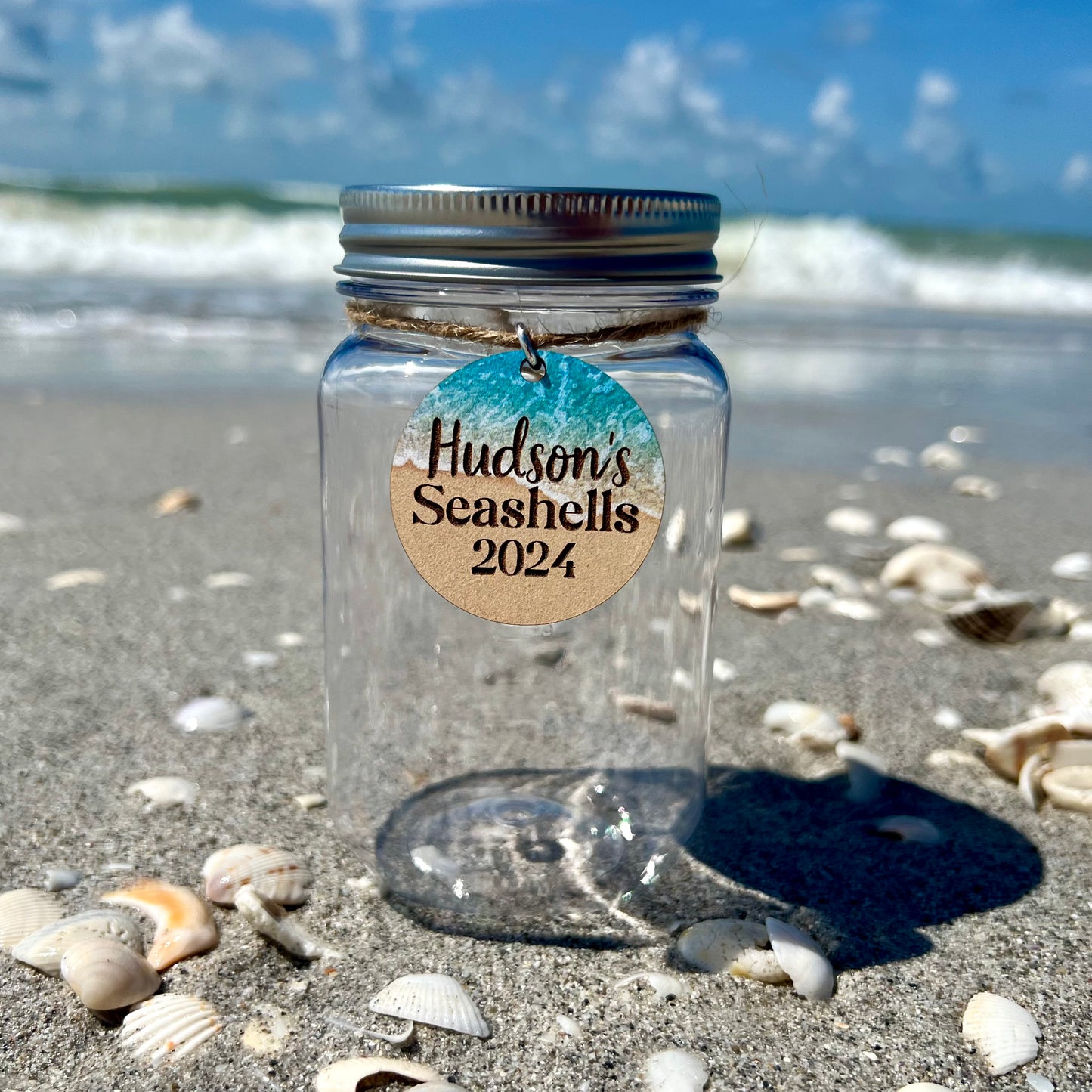 Personalized Name and Year Seashell Jar