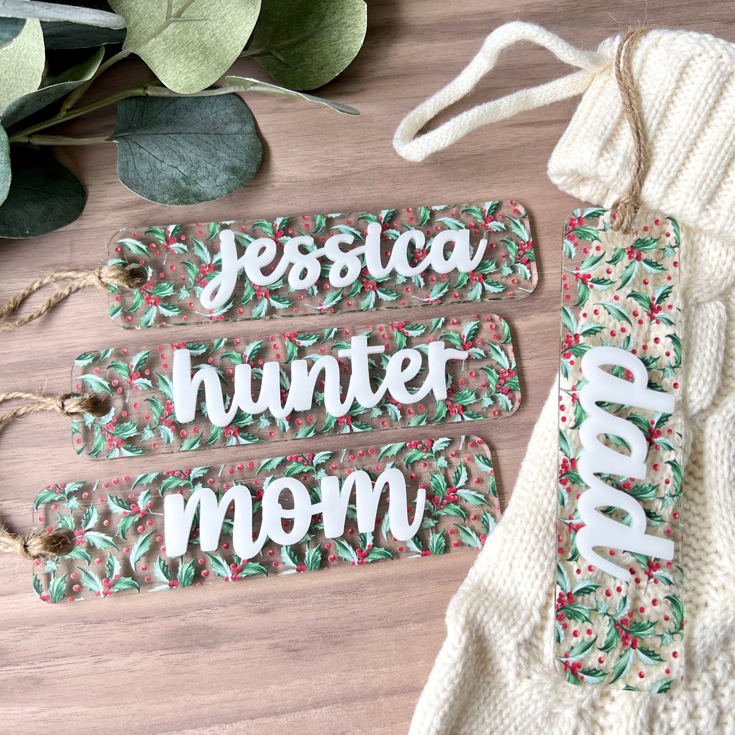 Holly Christmas Stocking Tag