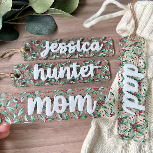 Holly Christmas Stocking Tag