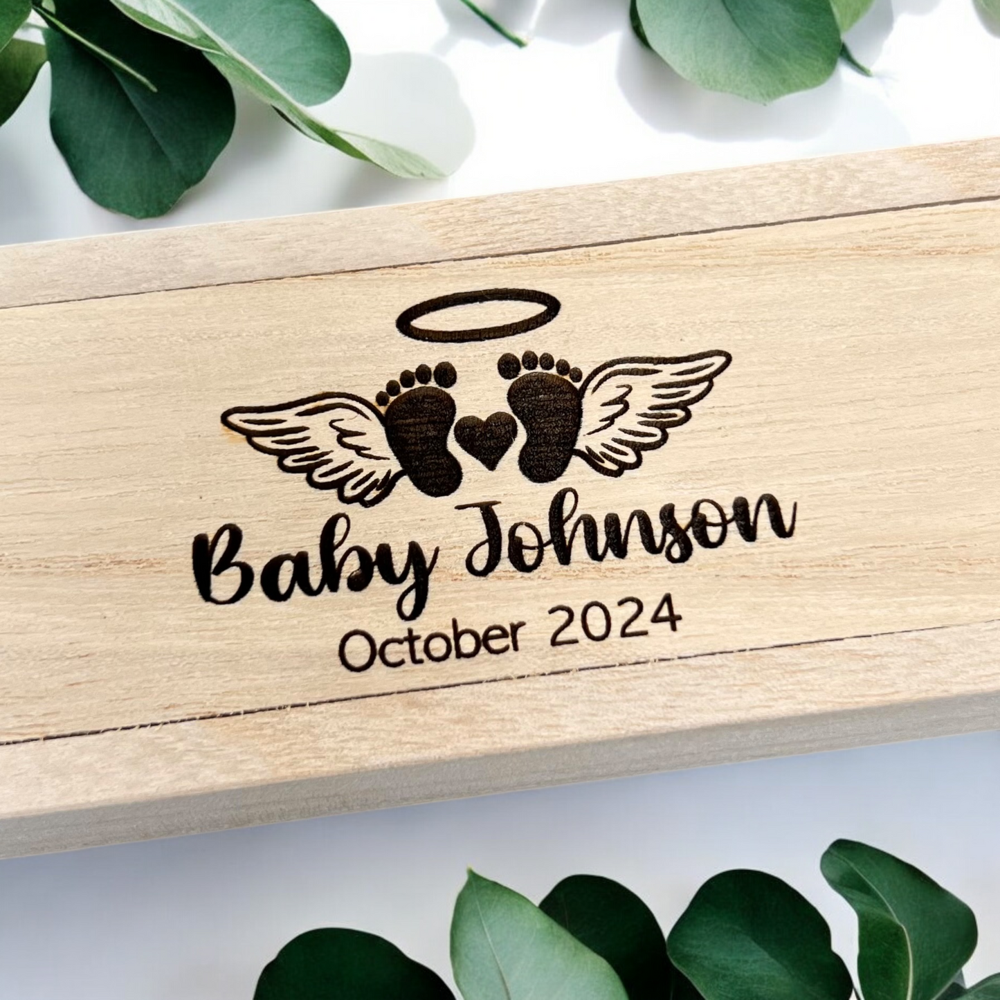 Wooden Pregnancy Test Box Angel Wings