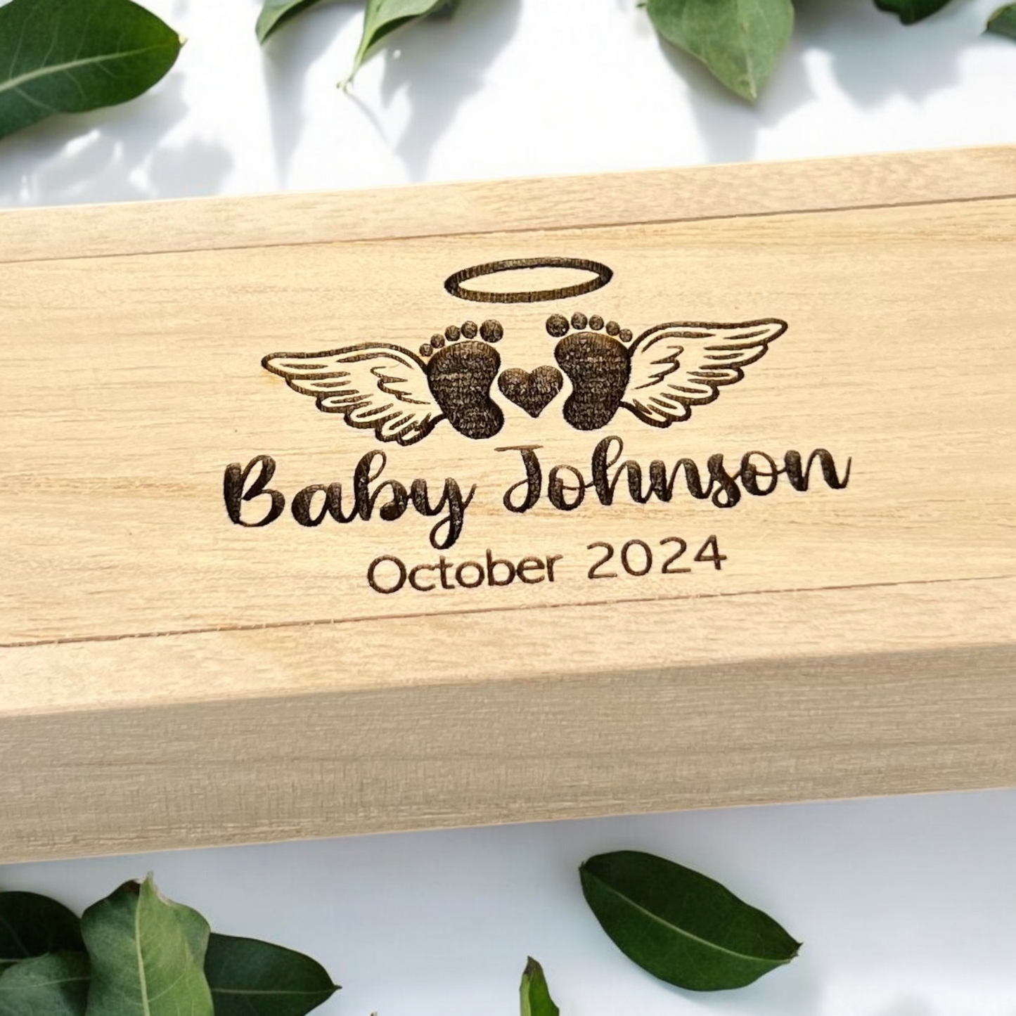 Wooden Pregnancy Test Box Angel Wings