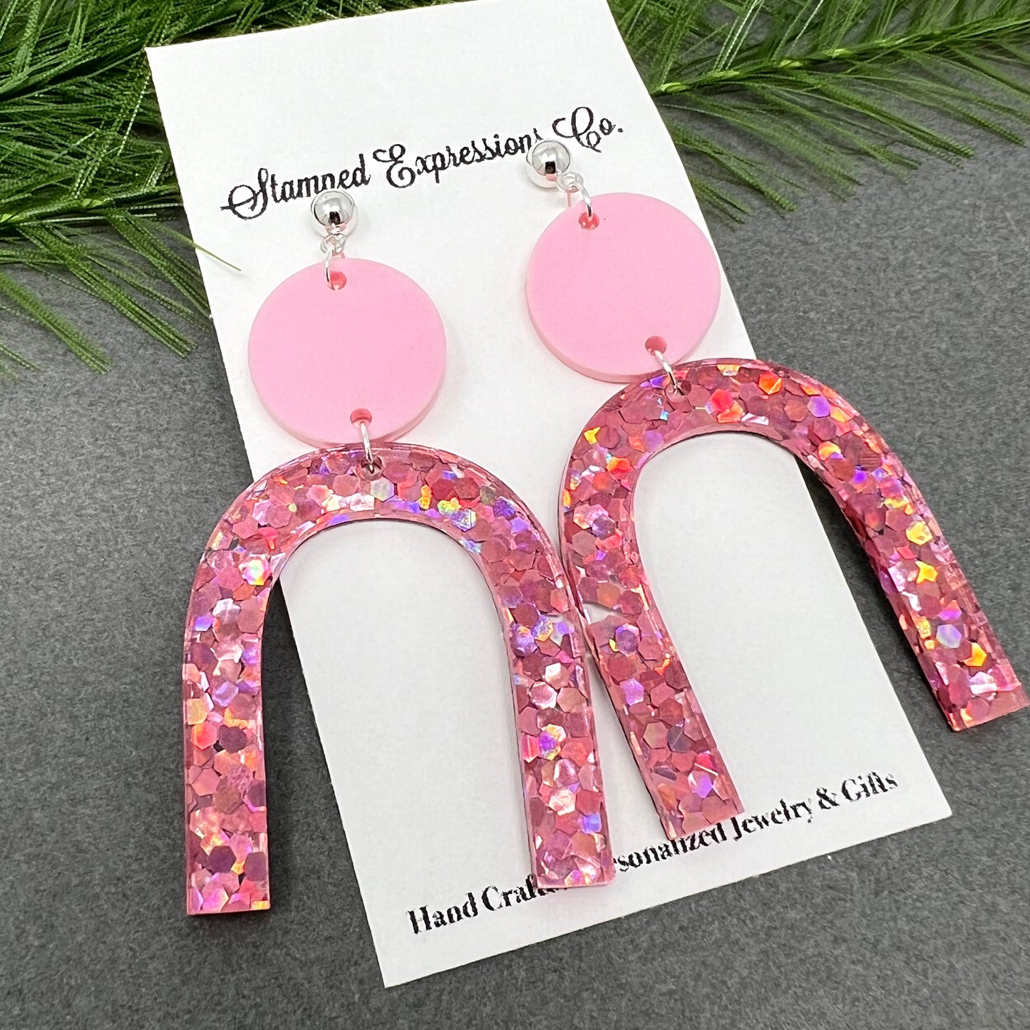 Pink Glitter Earrings