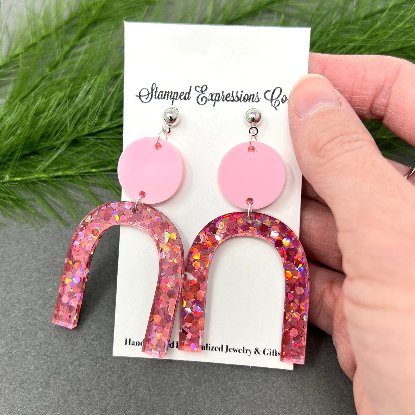 Pink Glitter Earrings