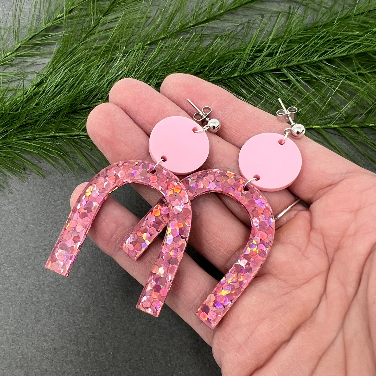 Pink Glitter Earrings