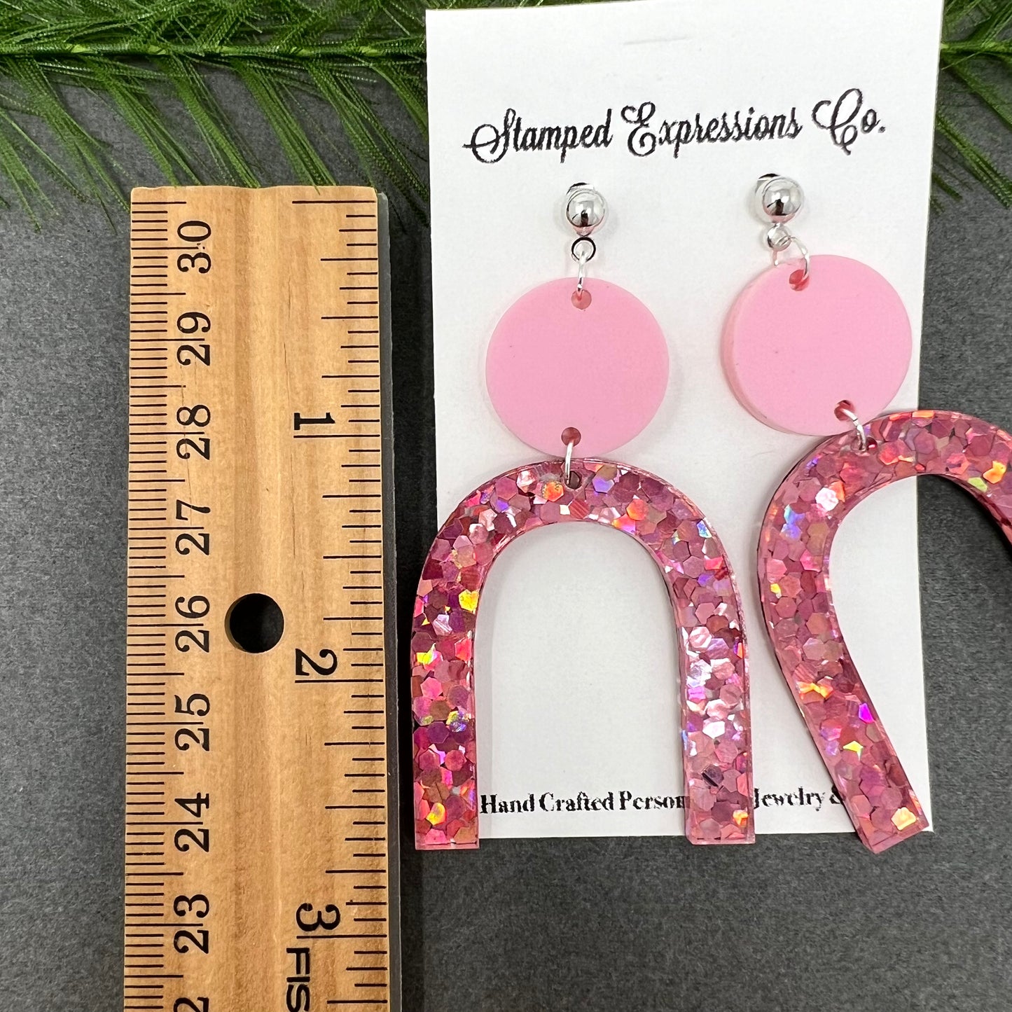 Pink Glitter Earrings