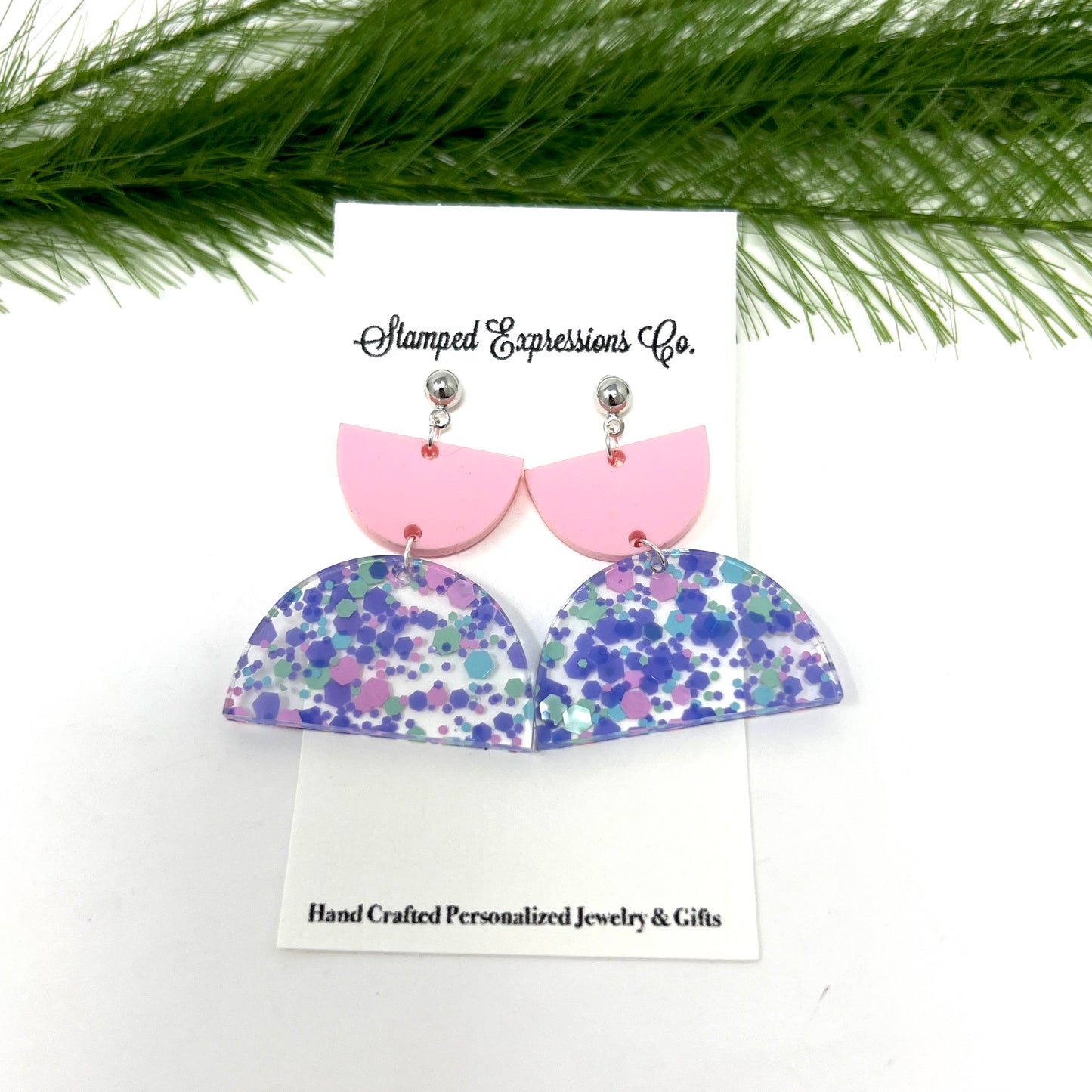 Cotton Candy Semi Circle Earrings