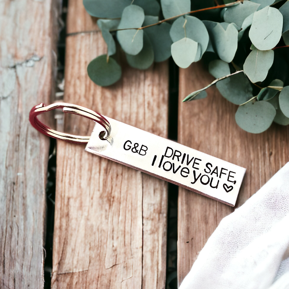 Drive Safe Initials Keychain