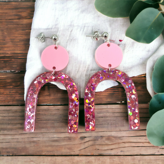 Pink Glitter Earrings