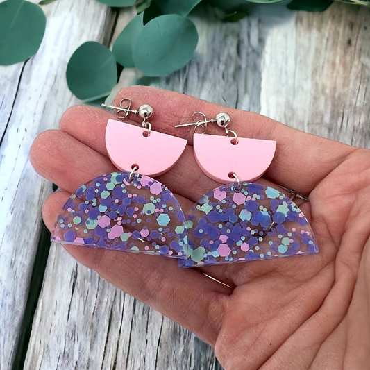 Cotton Candy Semi Circle Earrings