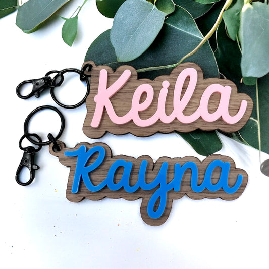 Wood & Acrylic Name Keychain