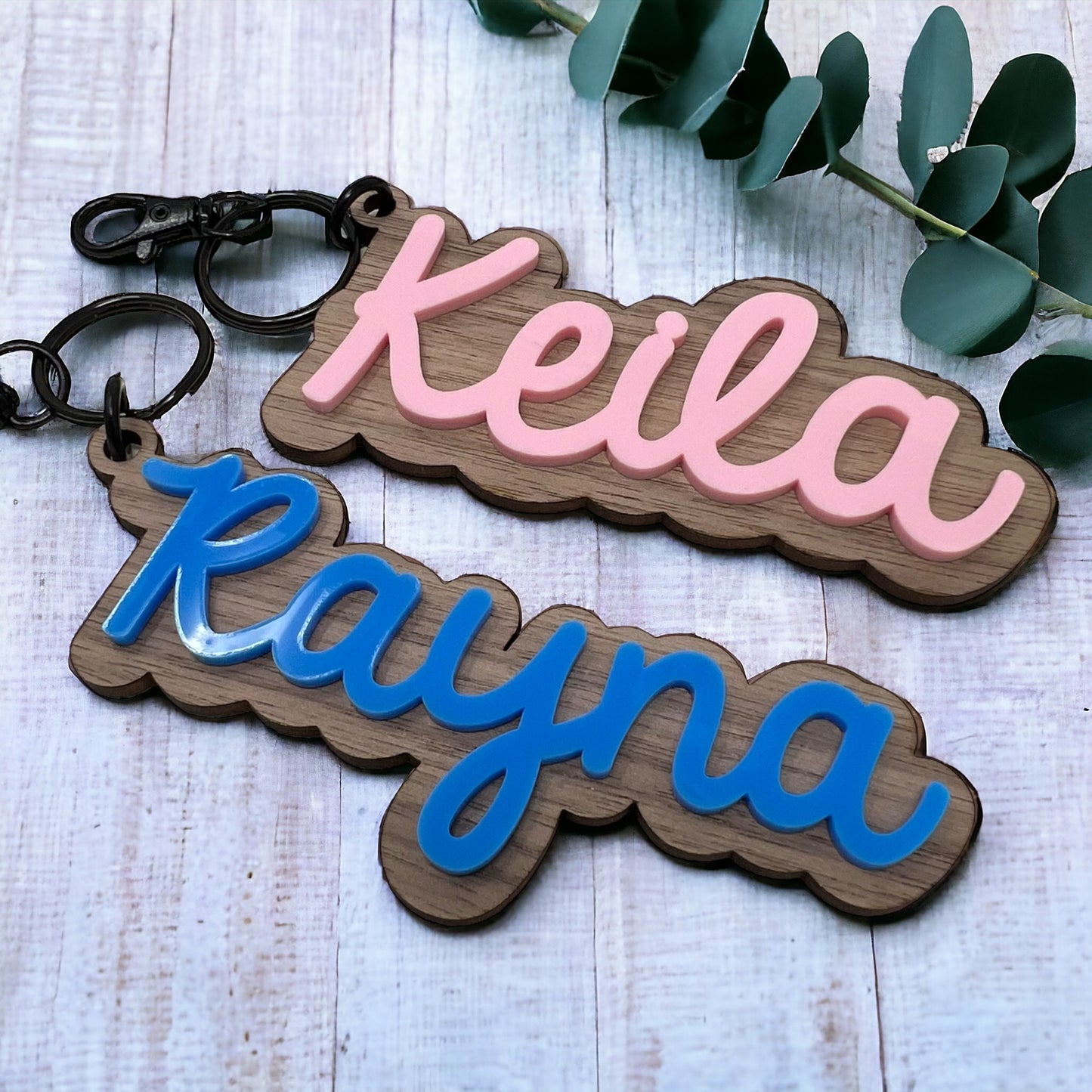 Wood & Acrylic Name Keychain