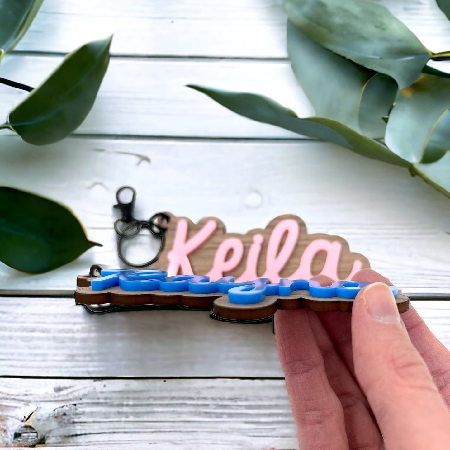 Wood & Acrylic Name Keychain