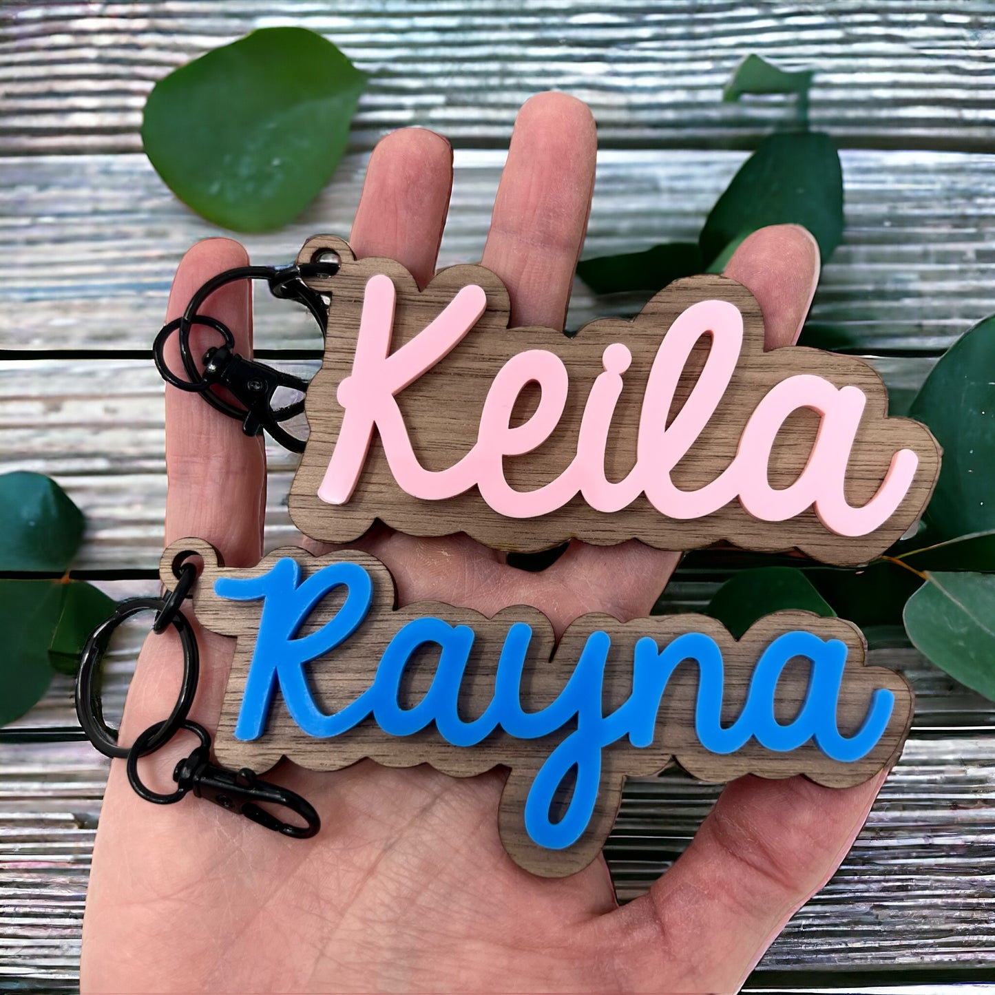 Wood & Acrylic Name Keychain