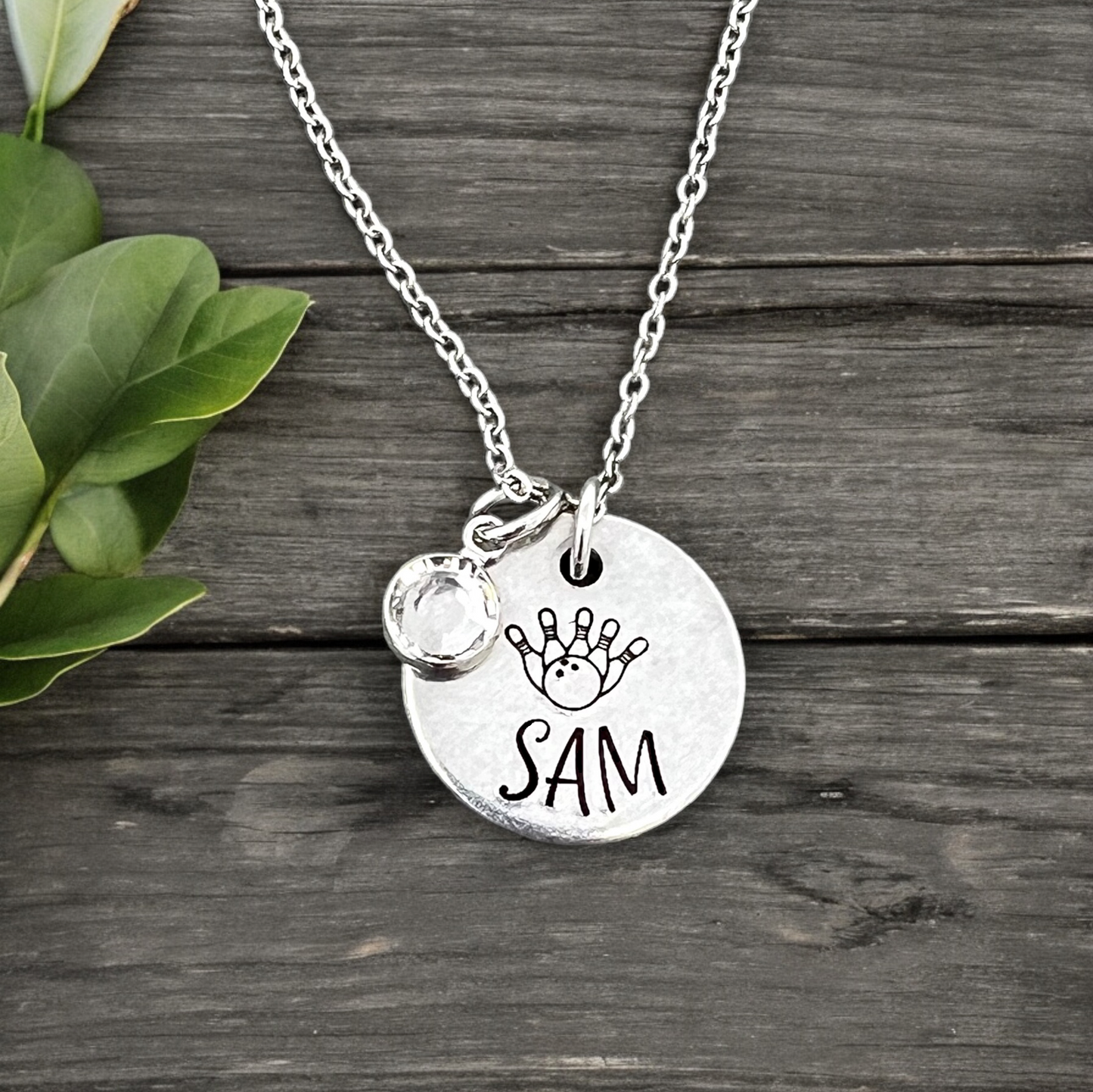 Bowling Birthstone Name Necklace