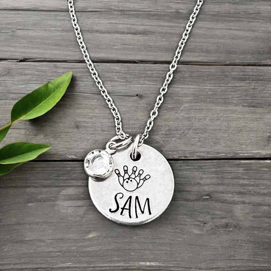 Bowling Birthstone Name Necklace