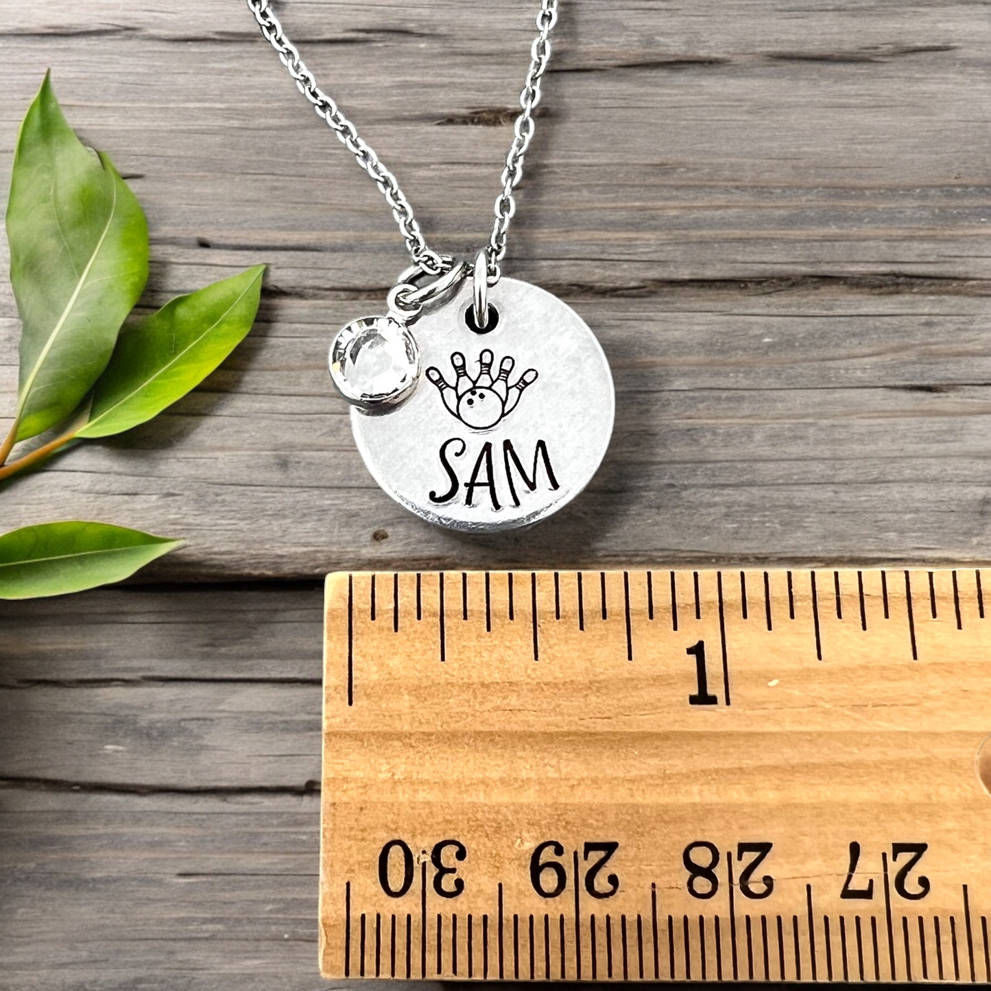 Bowling Birthstone Name Necklace