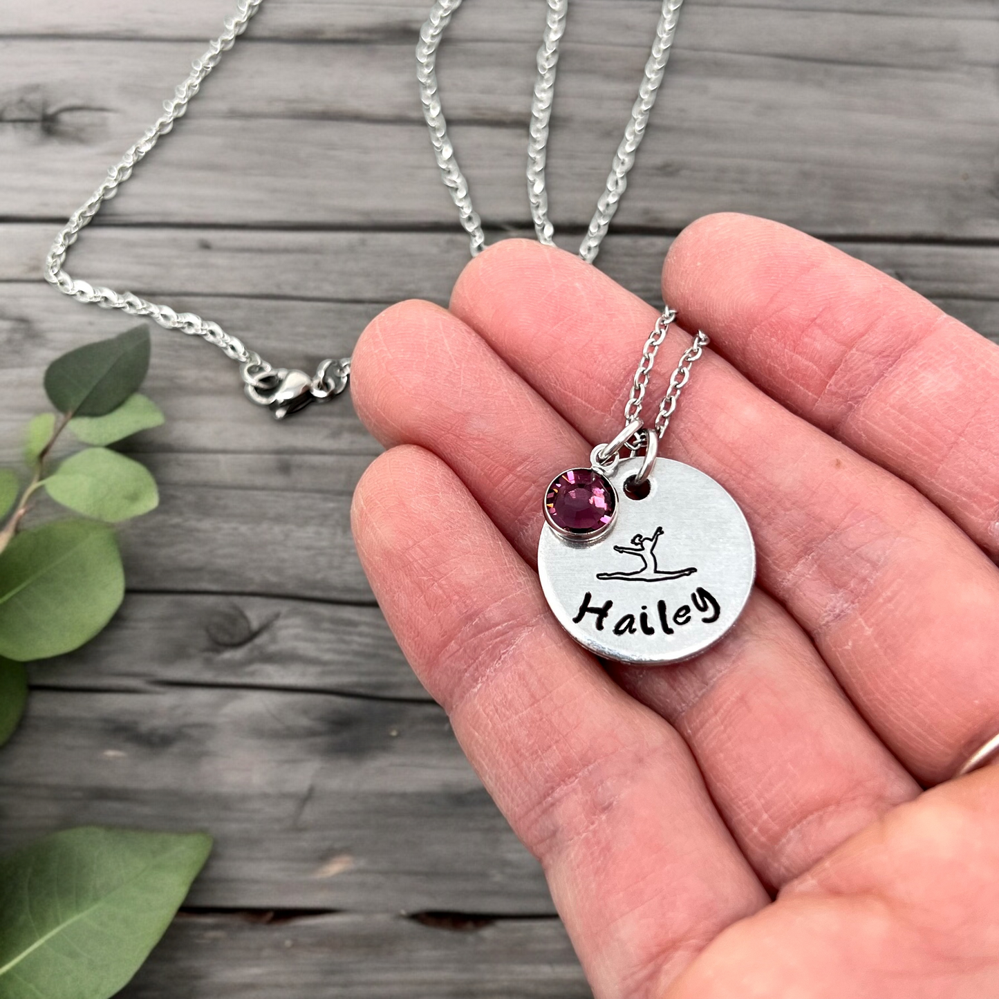 Gymnastics Birthstone Name Necklace