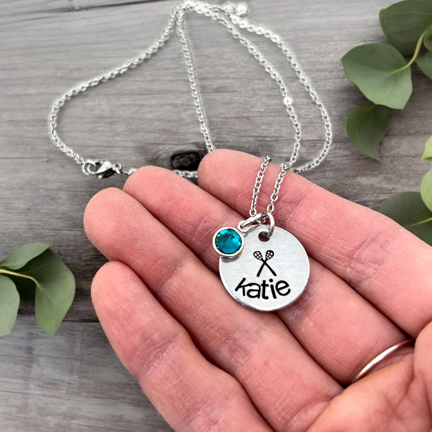 Lacrosse Birthstone Name Necklace