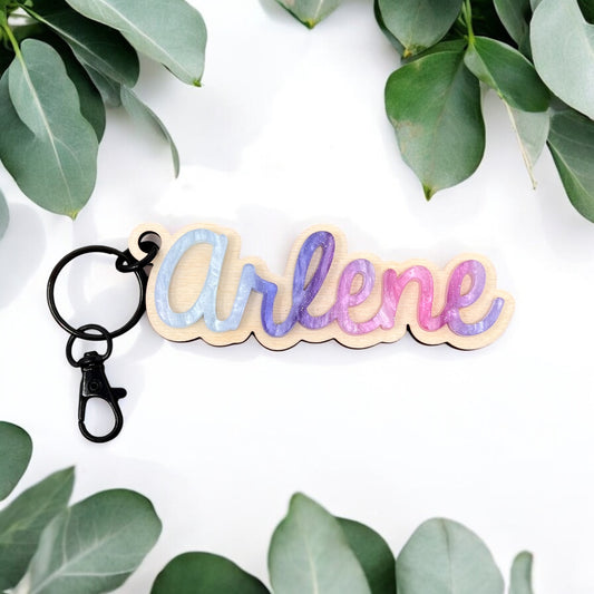 Wood & Acrylic Name Keychain Milky Way