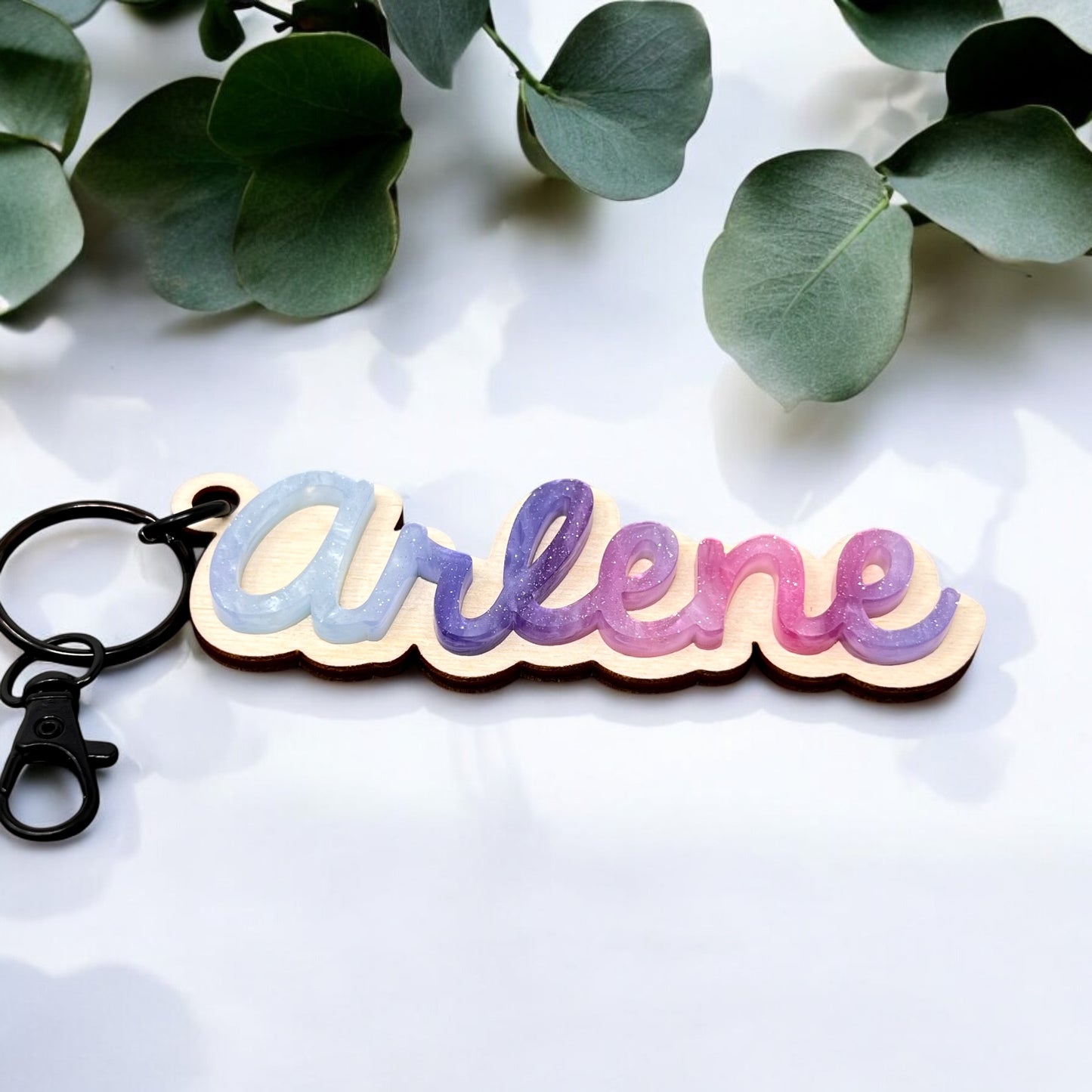 Wood & Acrylic Name Keychain Milky Way