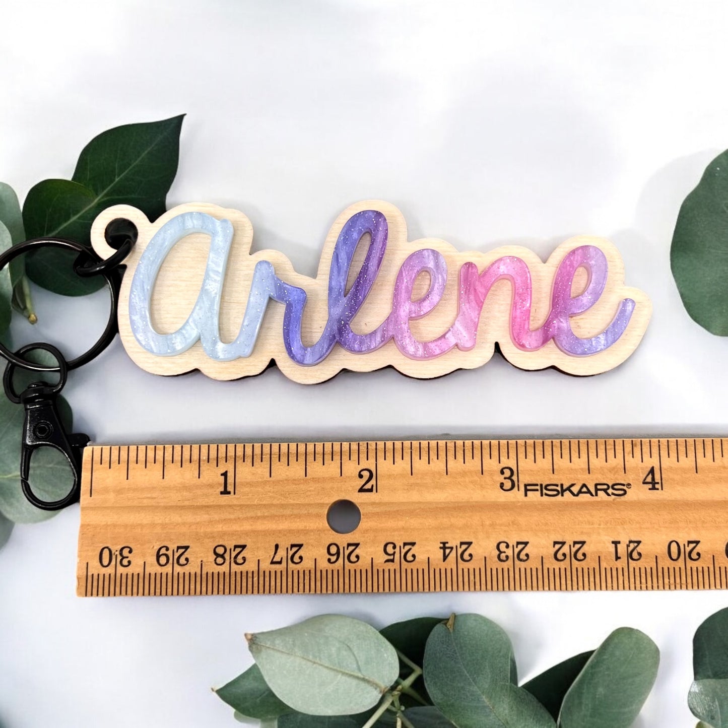 Wood & Acrylic Name Keychain Milky Way