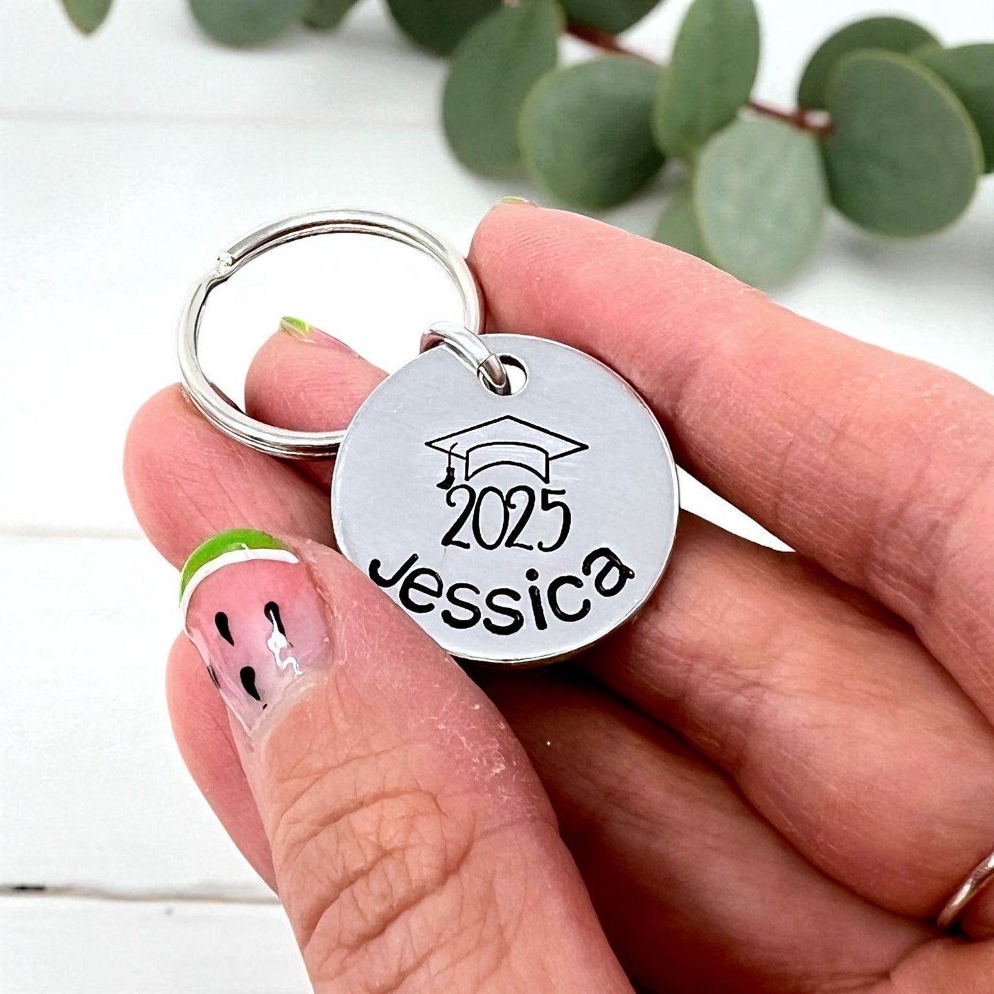 Grad Cap Disc Keychain