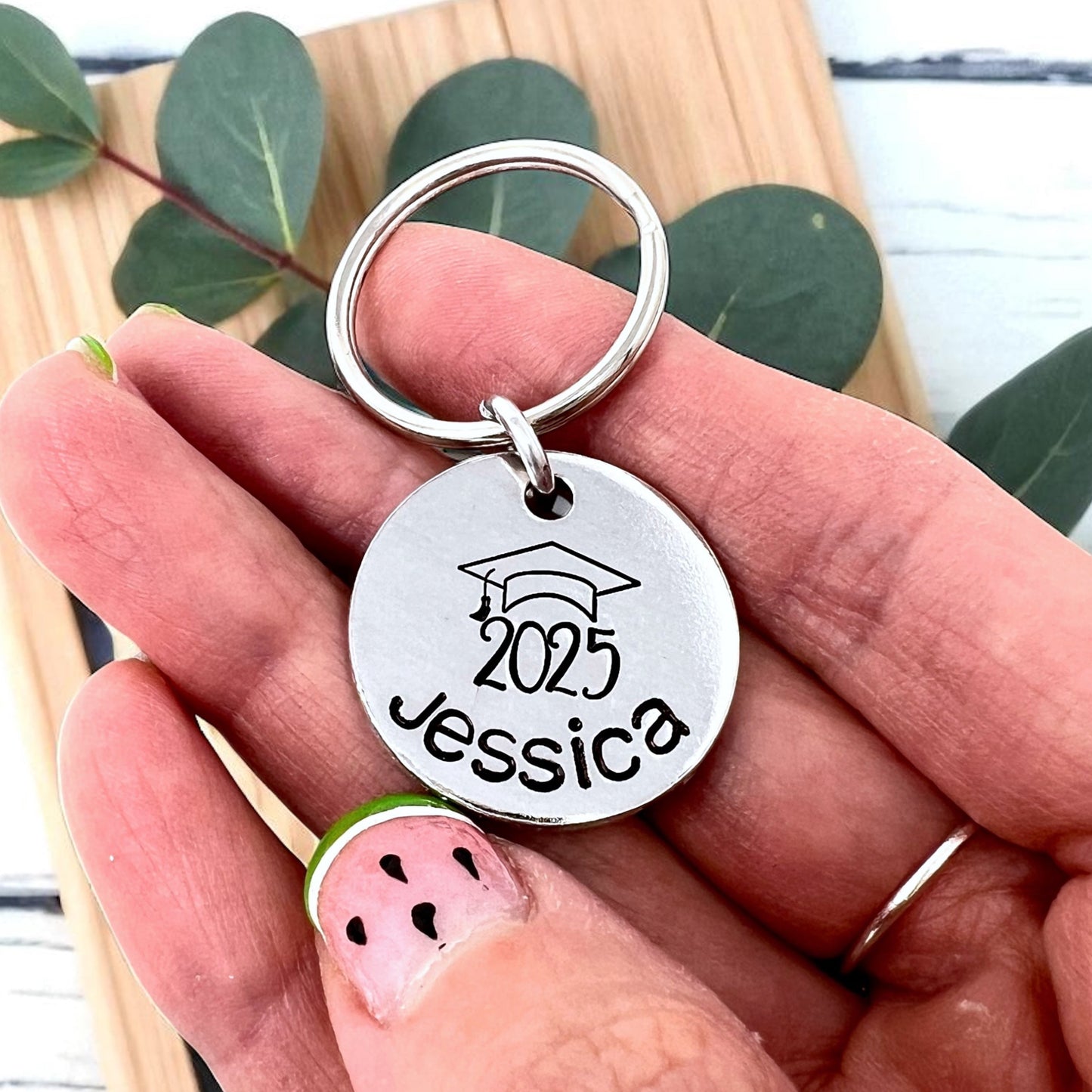 Grad Cap Disc Keychain