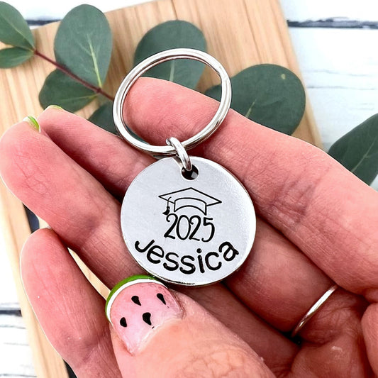 Grad Cap Disc Keychain